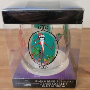 NIB Nightmare Before Christmas Scary & Bright Stemless Glass Goblet